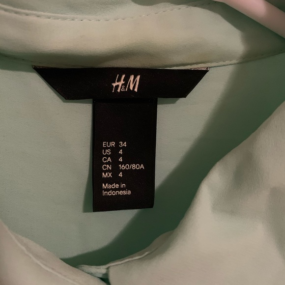 Teal Long Sleeve H&M Button Down Size Size 4 - Picture 5 of 8